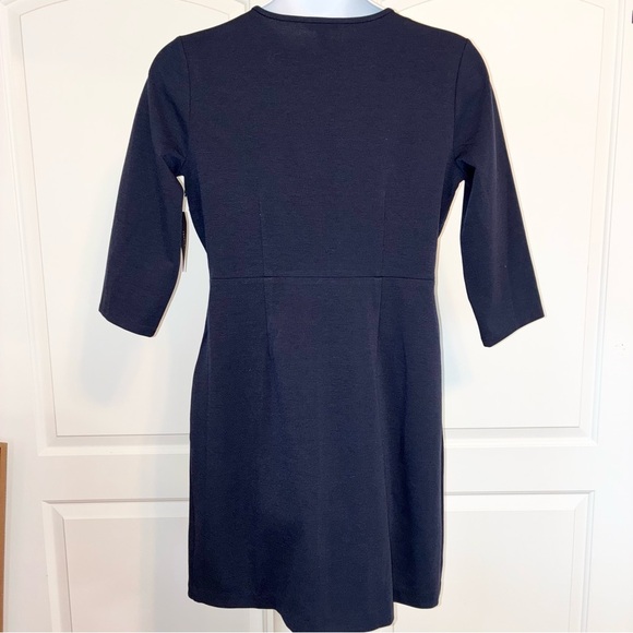Tommy Hilfiger NWT Women’s 3/4 Sleeve Navy Dress Faux Wrap Leather Buckle Large - Picture 5 of 10